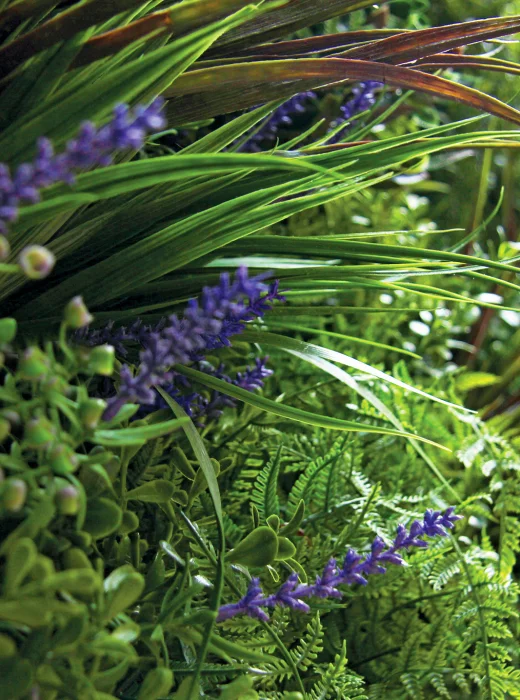 Quality Artificial foliage and flowers on Vertical Wall 