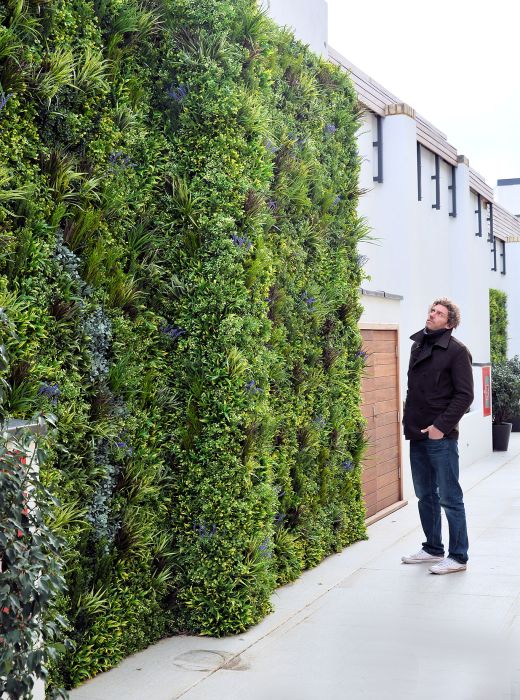 Outdoor Artificial Vertical Green Wall design solution to blank boring walls