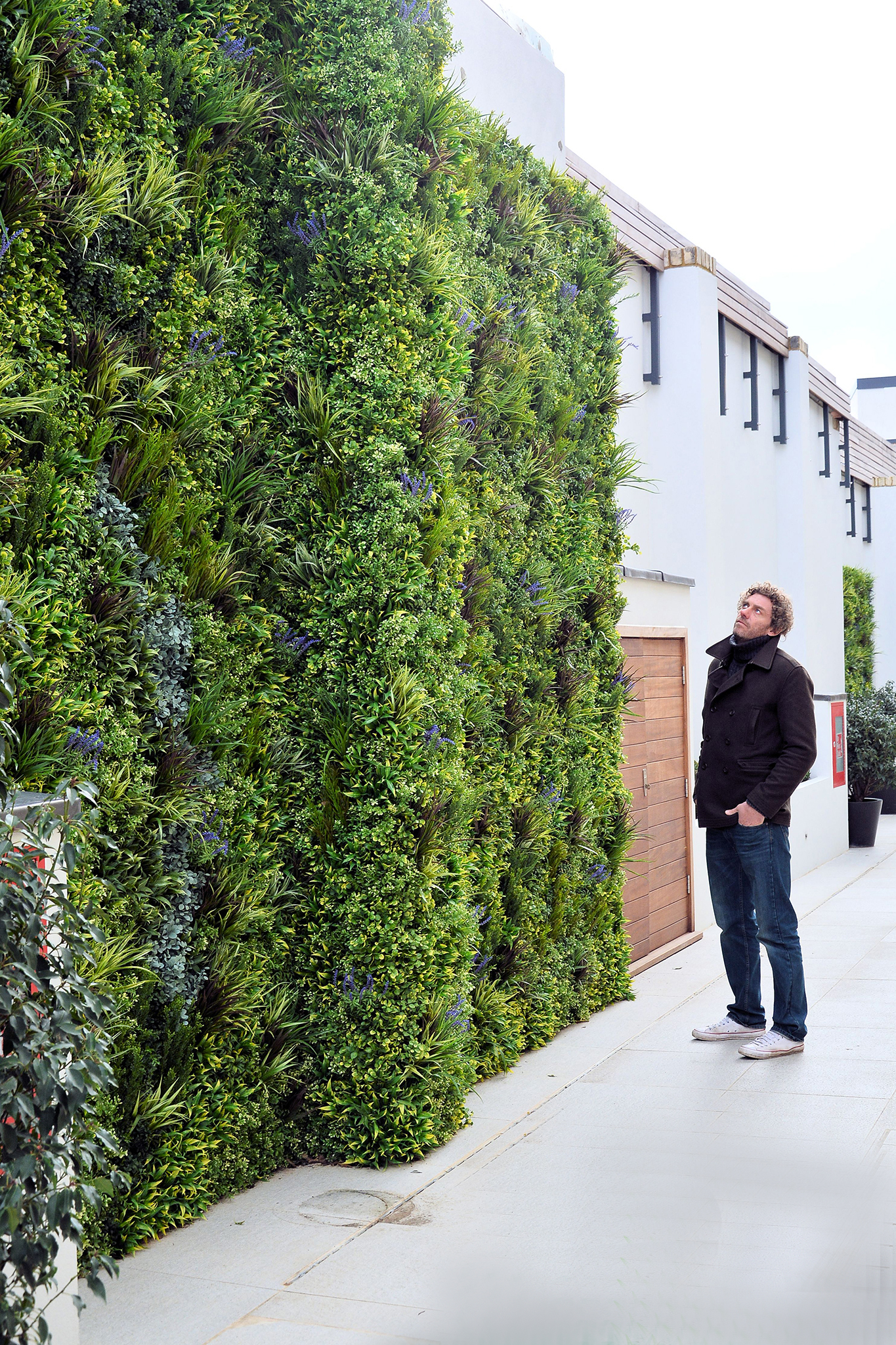 Outdoor Artificial Vertical Green Wall design solution to blank boring walls